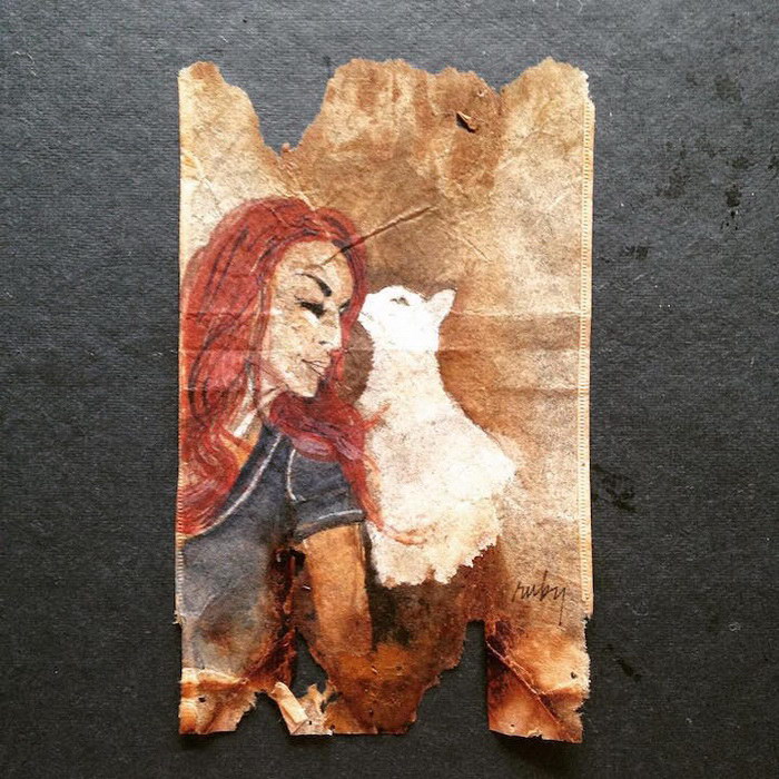 Девушка с кошкой. Автор: Ruby Silvious.